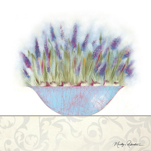 Grape Hyacinth White Modern Wood Framed Art Print with Double Matting by Robertson, Marilyn
