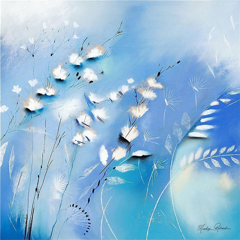 Blue Black Modern Wood Framed Art Print by Robertson, Marilyn