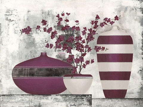 VIolet And Silver White Modern Wood Framed Art Print with Double Matting by Sedalia, David