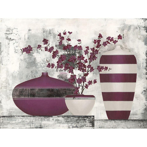 VIolet And Silver Black Modern Wood Framed Art Print by Sedalia, David