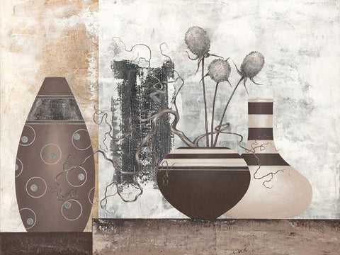 Brown And Silver White Modern Wood Framed Art Print with Double Matting by Sedalia, David