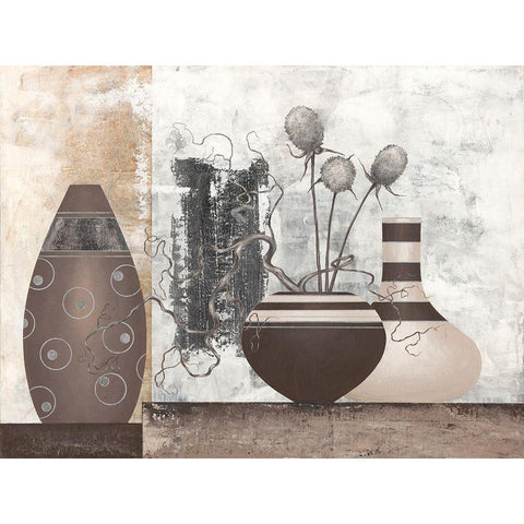 Brown And Silver Black Modern Wood Framed Art Print by Sedalia, David