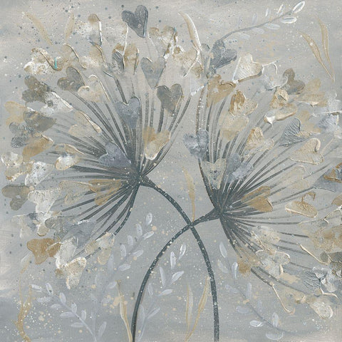 Flower Hearts Black Modern Wood Framed Art Print by Lake, Kaye