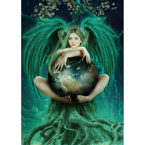 Angel Anthea Black Modern Wood Framed Art Print with Double Matting by Babette