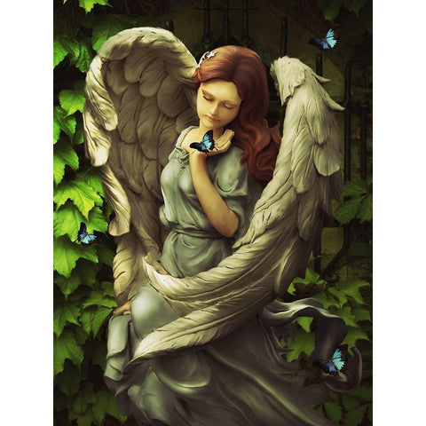 Angel Oriphiel Black Modern Wood Framed Art Print by Babette