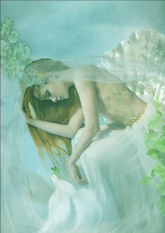 Aphrodite White Modern Wood Framed Art Print with Double Matting by Babette