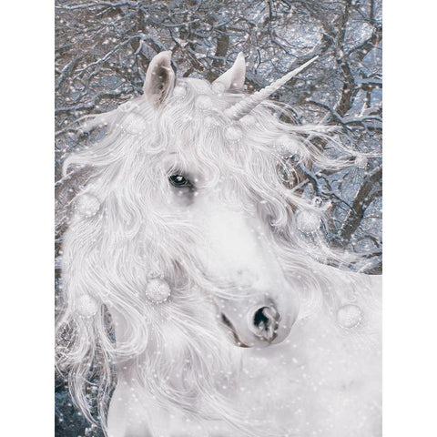 Christmas Unicorn White Modern Wood Framed Art Print by Babette