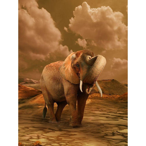 The Elephant Ricardo 3 Black Modern Wood Framed Art Print by Babette