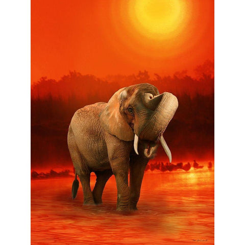 The Elephant Ricardo 6 Black Modern Wood Framed Art Print with Double Matting by Babette