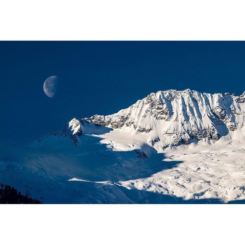 Moon And Mountains Gold Ornate Wood Framed Art Print with Double Matting by Kostka, Vladimir