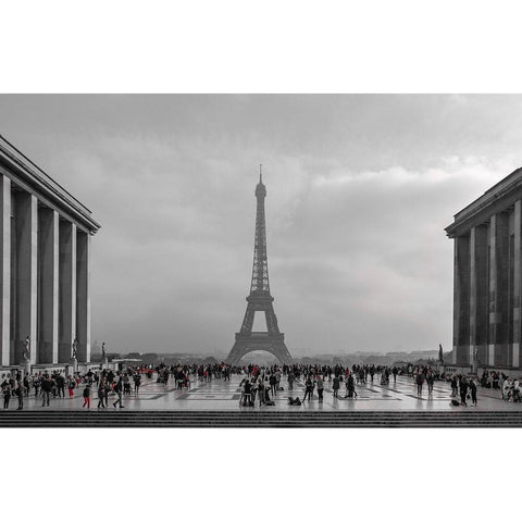 Paris With Red Accents Black Modern Wood Framed Art Print by Kostka, Vladimir