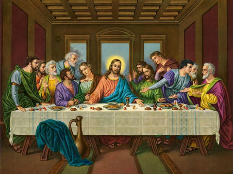 HL. ABENDMAHL White Modern Wood Framed Art Print with Double Matting by Anonymous