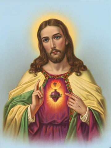 Hl. Herz Jesu Black Ornate Wood Framed Art Print with Double Matting by Anonymous