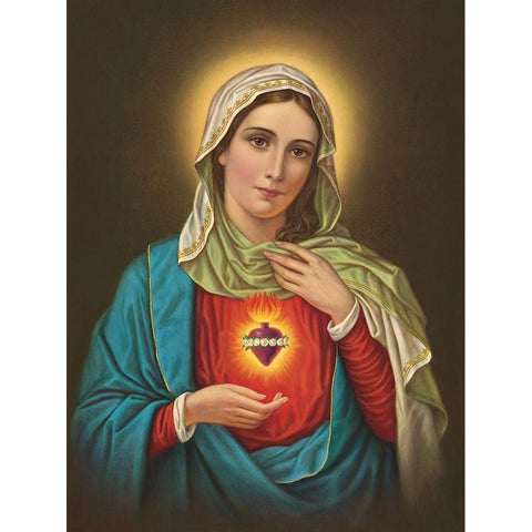 HL. HERZ MARIAE Gold Ornate Wood Framed Art Print with Double Matting by Anonymous