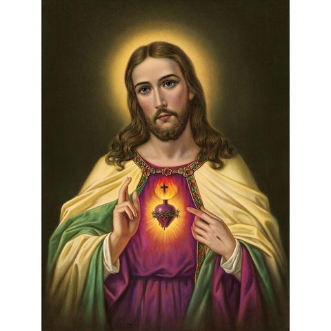 HL. HERZ JESU Black Modern Wood Framed Art Print by Anonymous