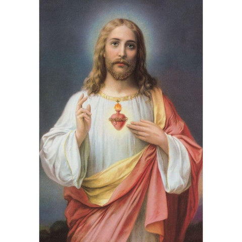 HL. HERZ JESU Black Modern Wood Framed Art Print with Double Matting by Zabateri