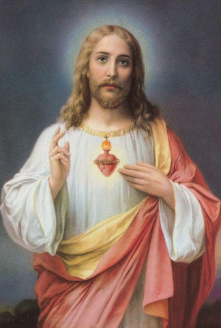 HL. HERZ JESU Black Ornate Wood Framed Art Print with Double Matting by Zabateri