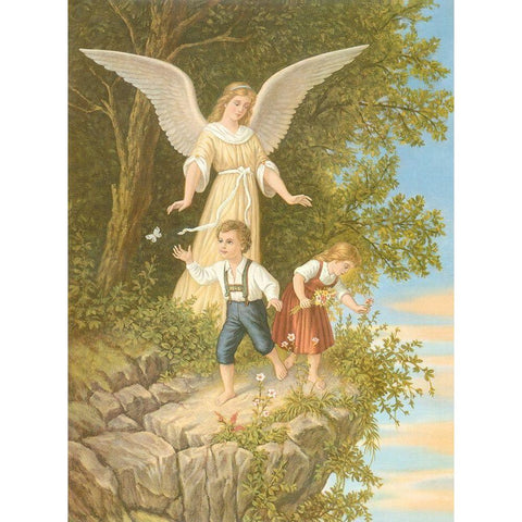 HL. SCHUTZENGEL Black Modern Wood Framed Art Print with Double Matting by Anonymous