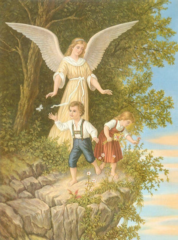 HL. SCHUTZENGEL White Modern Wood Framed Art Print with Double Matting by Anonymous