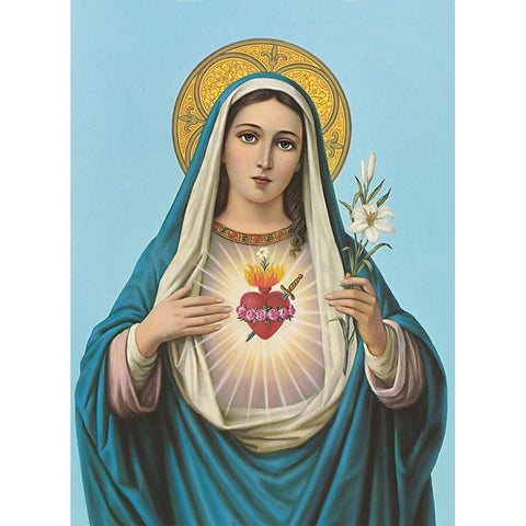 HL. HERZ MARIAE Gold Ornate Wood Framed Art Print with Double Matting by Anonymous