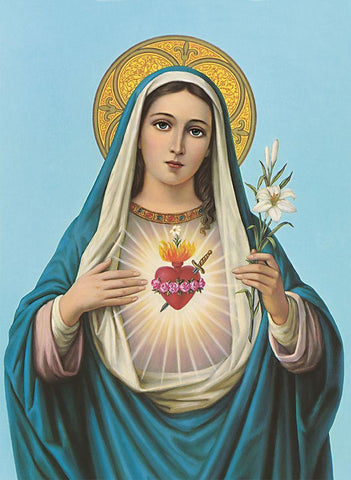 HL. HERZ MARIAE Black Ornate Wood Framed Art Print with Double Matting by Anonymous