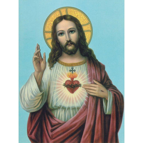 HL. HERZ JESU White Modern Wood Framed Art Print by Anonymous