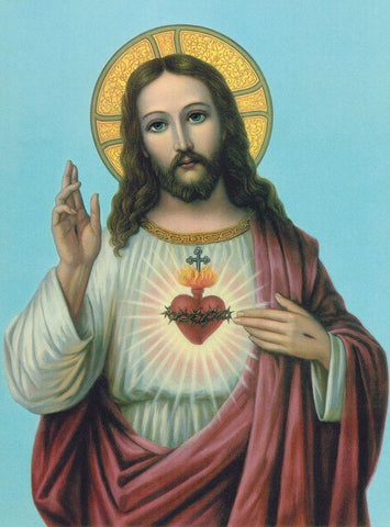 HL. HERZ JESU White Modern Wood Framed Art Print with Double Matting by Anonymous