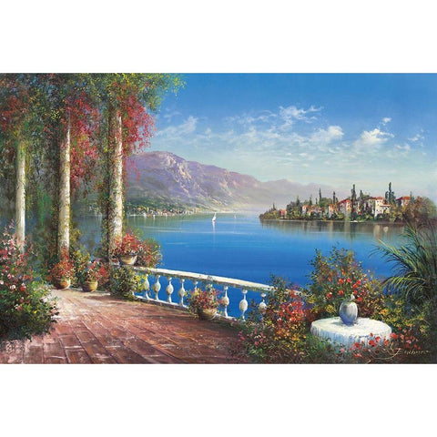 AT PORTOFINO Gold Ornate Wood Framed Art Print with Double Matting by Buchner, H.
