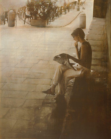 IN PIAZZA VECCIA White Modern Wood Framed Art Print with Double Matting by Sgarbossa, Antonio