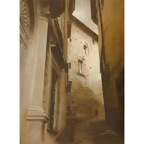 SCORCIO BERGAMO Black Modern Wood Framed Art Print with Double Matting by Sgarbossa, Antonio