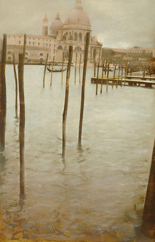 VENEZIA-VOGLIO VEDERE LINTERN White Modern Wood Framed Art Print with Double Matting by Sgarbossa, Antonio