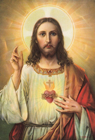 HL. HERZ JESU White Modern Wood Framed Art Print with Double Matting by Anonymous