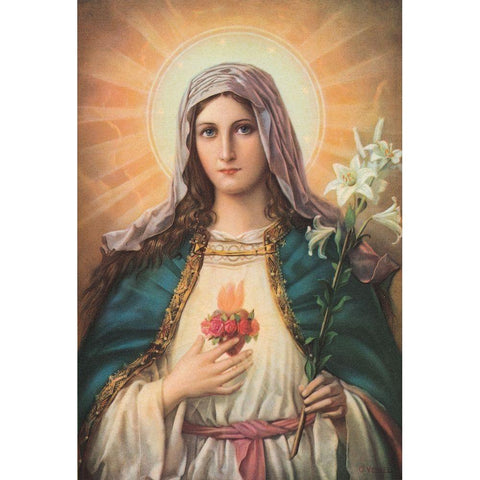 HL.HERZ MARIAE Gold Ornate Wood Framed Art Print with Double Matting by Anonymous