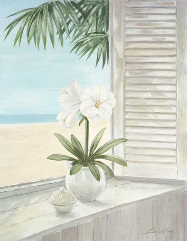Seaview White Modern Wood Framed Art Print with Double Matting by Moore, Linda