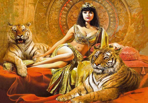 Cleopatra White Modern Wood Framed Art Print with Double Matting by Voss, Johan