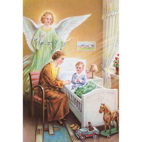 HL. SCHUTZENGEL Black Modern Wood Framed Art Print by Anonymous