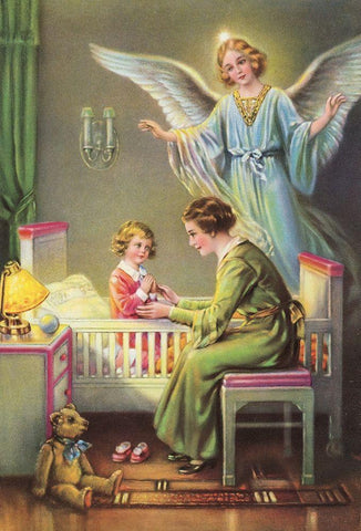 HL. SCHUTZENGEL Black Ornate Wood Framed Art Print with Double Matting by Anonymous