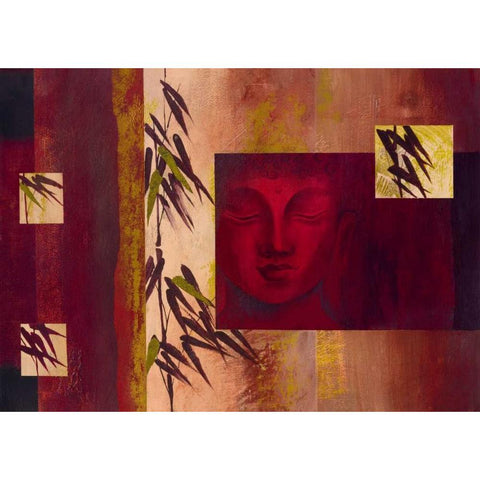 Buddha IV Black Modern Wood Framed Art Print with Double Matting by Verbeek-Van Den Broek