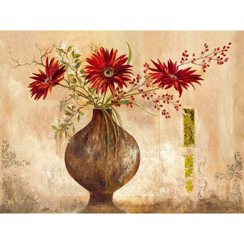 Red Gerberas White Modern Wood Framed Art Print by Field, Anna