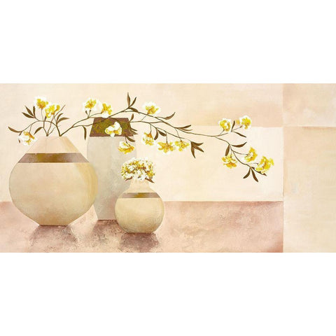 Golden Blossom I Black Modern Wood Framed Art Print by Sedalia, David