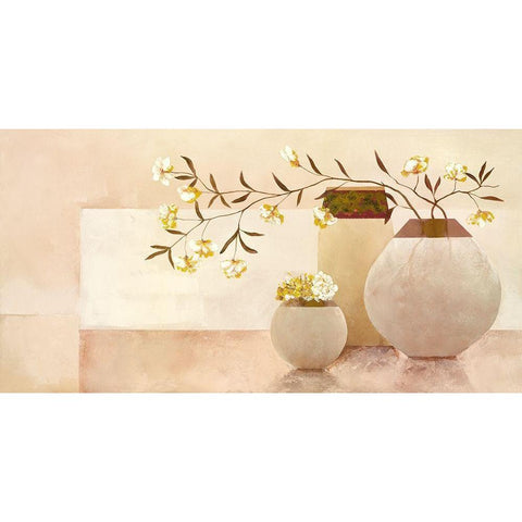 Golden Blossom II White Modern Wood Framed Art Print by Sedalia, David