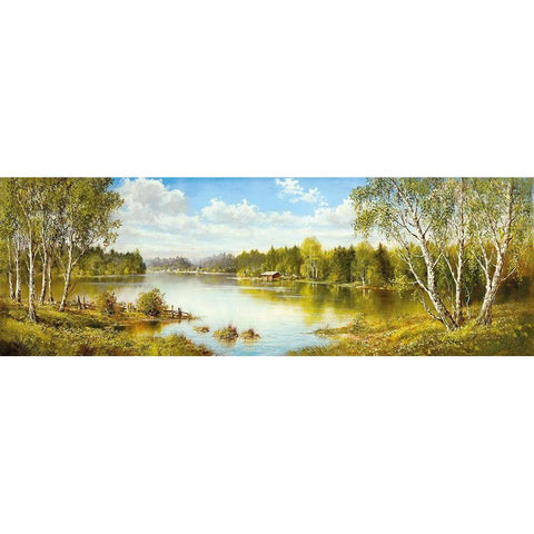 LAKE IN MASUREN I Black Modern Wood Framed Art Print with Double Matting by Glassl, Helmut