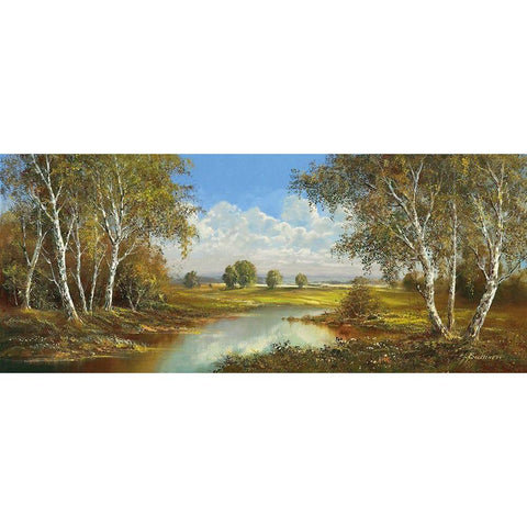 SPRING IN HORNI RYBNIKY Black Modern Wood Framed Art Print with Double Matting by Buchner, H.