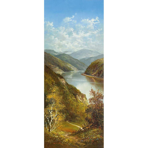 CARPATHIAN RIVER SCENE I Black Modern Wood Framed Art Print with Double Matting by Glassl, Helmut