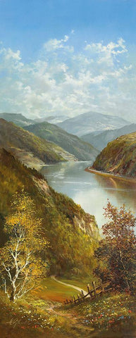 CARPATHIAN RIVER SCENE I Black Ornate Wood Framed Art Print with Double Matting by Glassl, Helmut
