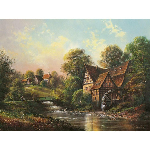 LOW BRIDGE Gold Ornate Wood Framed Art Print with Double Matting by Glassl, Helmut