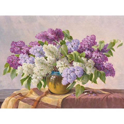 LILAC Black Modern Wood Framed Art Print with Double Matting by Krueger, E.