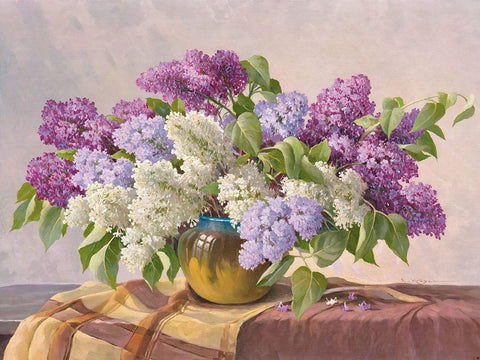 LILAC White Modern Wood Framed Art Print with Double Matting by Krueger, E.