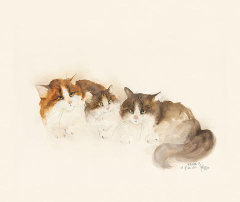 CATS OF DISTINCTION II Black Ornate Wood Framed Art Print with Double Matting by Moser, Dede