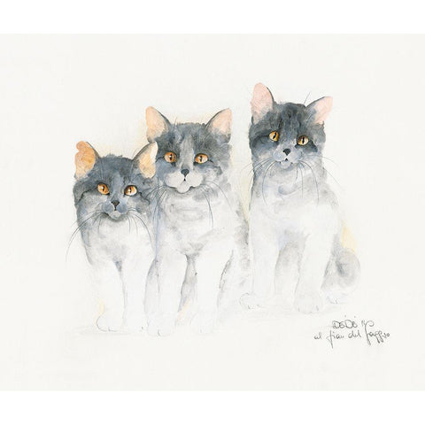 CATS OF DISTINCTION III Black Modern Wood Framed Art Print with Double Matting by Moser, Dede